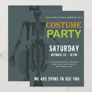 Mermaid Skeleton Costume Halloween Party Invitation