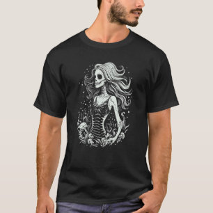 Mermaid Skeleton Cute Halloween Costume Women Girl T-Shirt