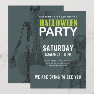 Mermaid Skeleton Dark Halloween Party Invitation