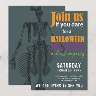 Mermaid Skeleton Halloween Party Invitation