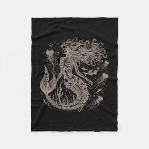 Mermaid skeleton sea ocean animal gothic grunge fleece blanket