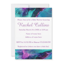 Mermaid Splash Abstract Baby Shower Invitation