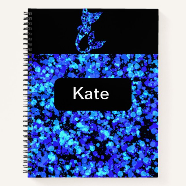 Mermaid Splattered Paint  Notebook (Front)