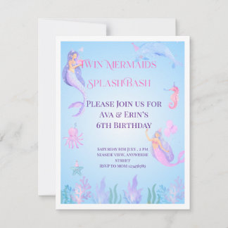 Mermaid Splish Splash Bash Birthday Invitation