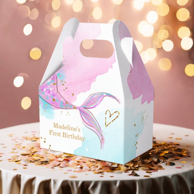 Mermaid Splish Splash Pool Party Girl Birthday Favor Box (Creator Uploaded)