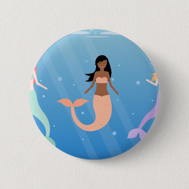 mermaid squad 2 inch round button (Front)