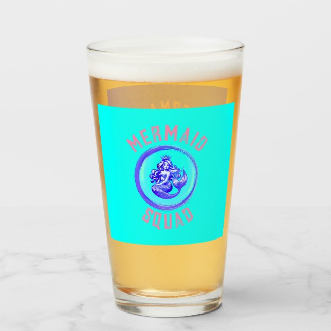 Mermaid Squad Birthday Party Theme Glass (Back Filled)