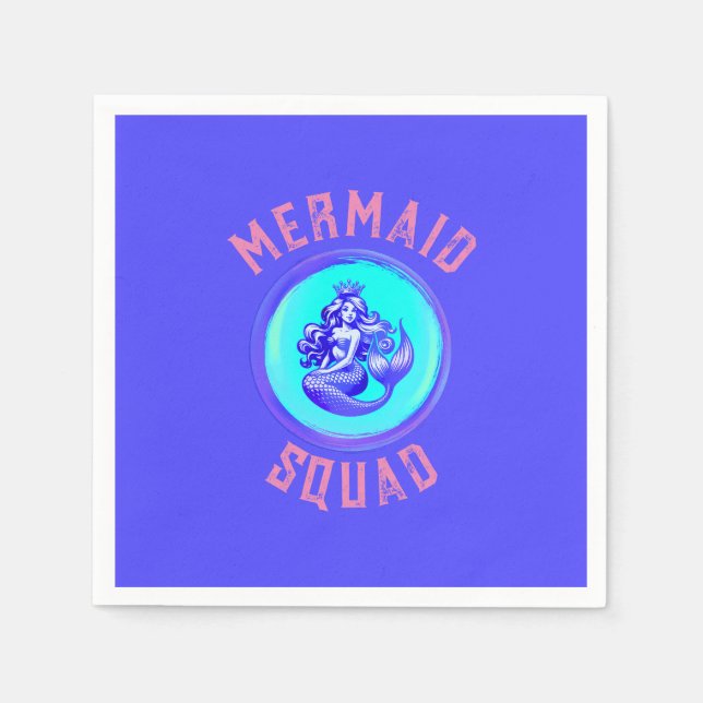 Mermaid Squad Birthday Party Theme Napkin (Front)