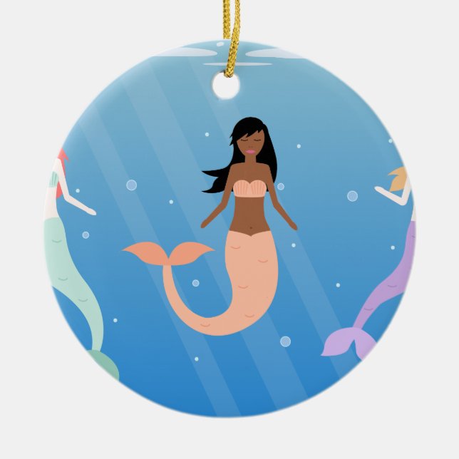 mermaid squad ceramic ornament (Front)