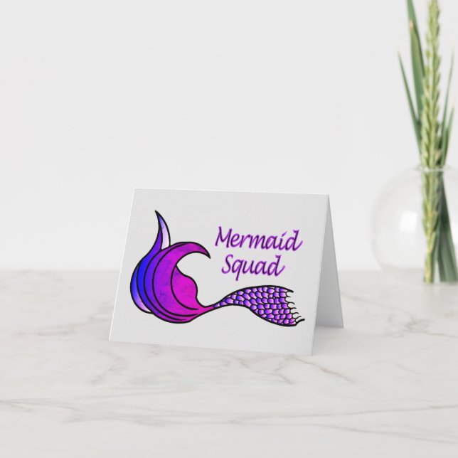 Mermaid Squad in pink and purple blank Note Card (Front)