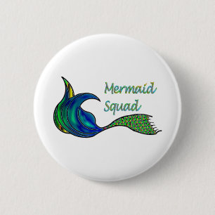 Mermaid Squad in shades of green 2 Inch Round Button