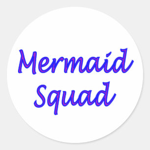 Mermaid Squad lettering on a sticker