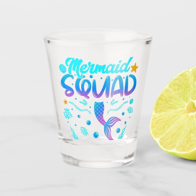 Mermaid Squad Of The Birthday Shot Glass (Front)