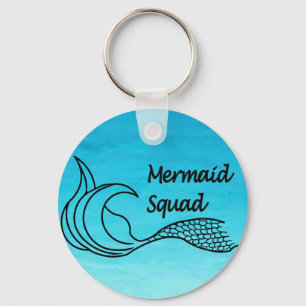Mermaid Squad on water background keychain