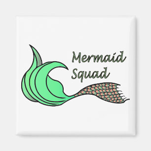 Mermaid Squad Orange and Green Magnet