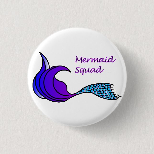 Mermaid Squad with purple and blue tail button (Front)