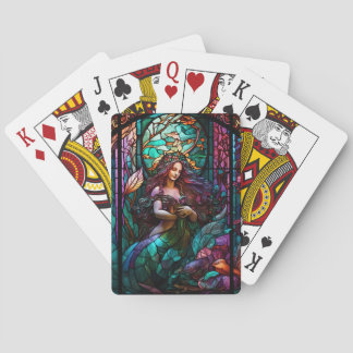 Mermaid Stained Glass, Under the Sea, Church Playing Cards