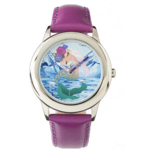 Mermaid - Stainless Steel Leather Strap Watch