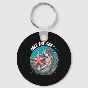 Mermaid Starfish Sea Nature Environmental Protecti Keychain