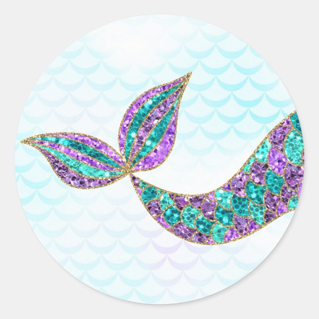 Mermaid sticker Glitter, Under the sea Thank you (Front)