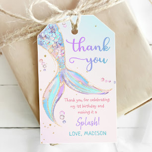 Mermaid Summer Pool 1st Birthday Party Gift Tags