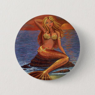 Mermaid Sunset Button