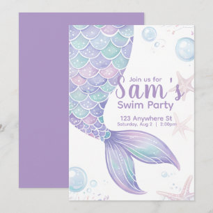 Mermaid Swim Birthday Party Invite