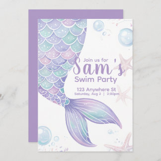 Mermaid Swim Birthday Party Invite