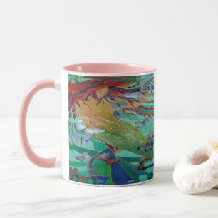 Mermaid Swimming with Butterflies Fantasy Art Mug