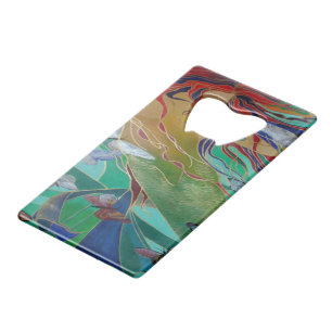 Mermaid Swimming with Butterflies Fantasy Art Wallet Bottle Opener
