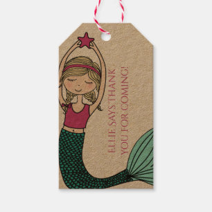Mermaid tag, thank you favour gift tag birthday ta