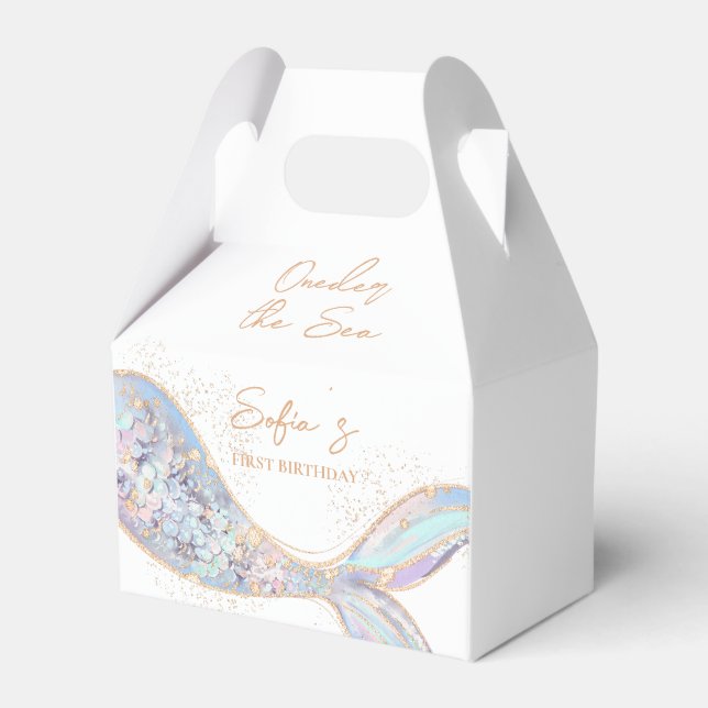 Mermaid Tail 1st Birthday Favor Box (Front Side)