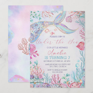 Mermaid Tail Anniversaire Invitation Mermaid Under
