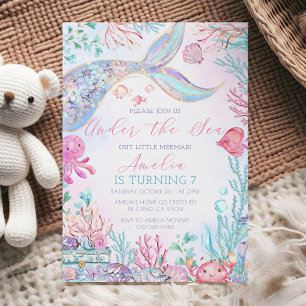 Mermaid Tail Anniversaire Invitation Mermaid Under