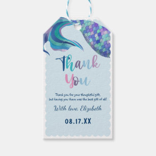 Mermaid Tail Background Birthday Party Gift Tags