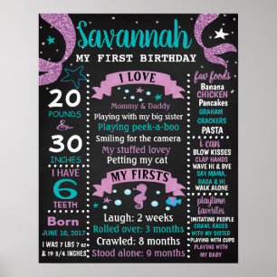 Mermaid Tail Birthday Party Chalkboard Sign