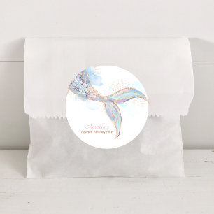 Mermaid Tail Birthday Round Thank you Sticker