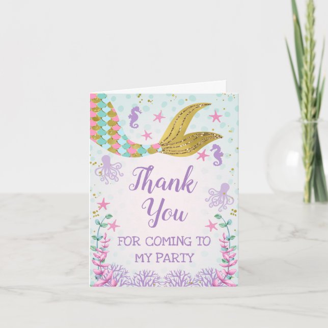 Mermaid Tail Carte de remerciements d'anniversaire (Devant)