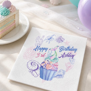 Mermaid Tail Cupcake Birthday Paper Napkins