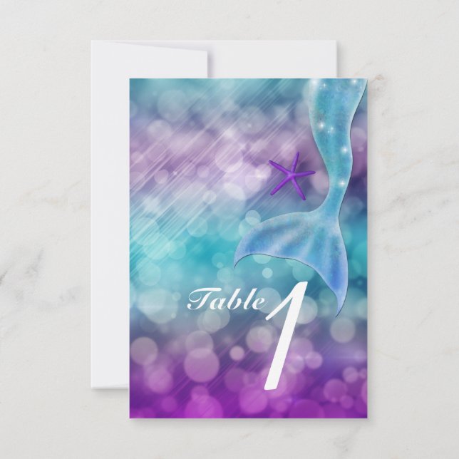 Mermaid Tail Enchanted Sea Party Table Number Card (Back)