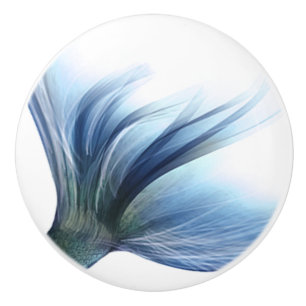 Mermaid Tail Glitz   Muted Turquoise Blue Ceramic Knob