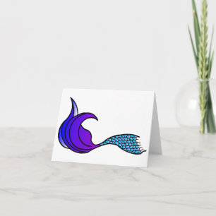 Mermaid tail in blue and purple on blank note card