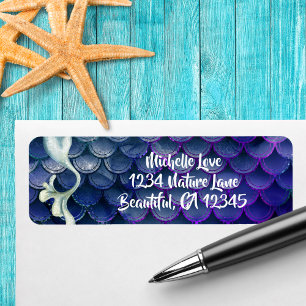 Mermaid Tail in Blue and Sparkling Scales Address
