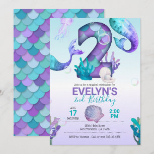 Mermaid Tail Mermaid Invitation for 2nd Birthday