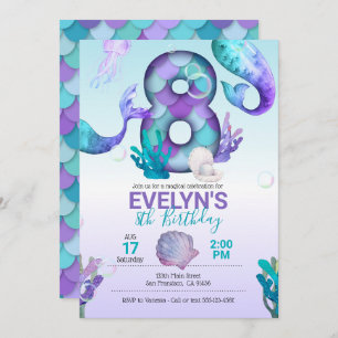 Mermaid Tail Mermaid Invitation pour le 8e anniver