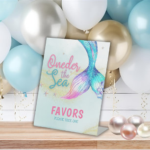 Mermaid Tail Onder the sea 1st birthday Favors  Pedestal Sign