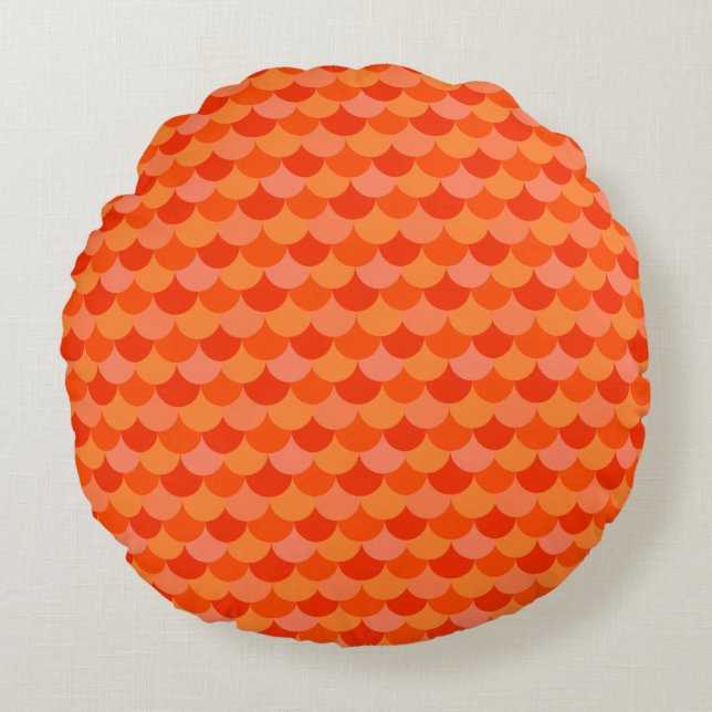 Mermaid Tail Pattern Retro Colours Sea Lover Beach Round Pillow (Front)