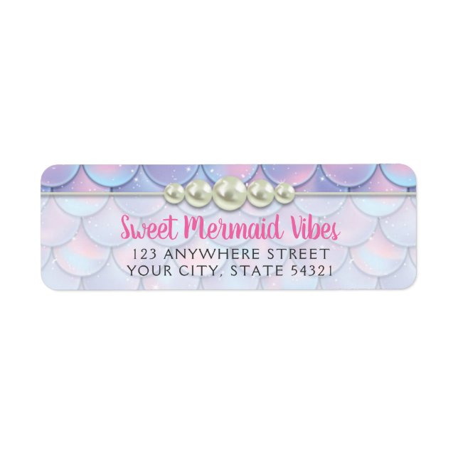 Mermaid Tail Scale & Pearl Pastel Return Address (Front)