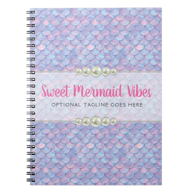 Mermaid Tail Scale & Pearl Pastel Sparkle Boutique Notebook (Front)
