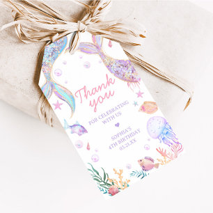 Mermaid Tail Sea Birthday Party Favor Tags